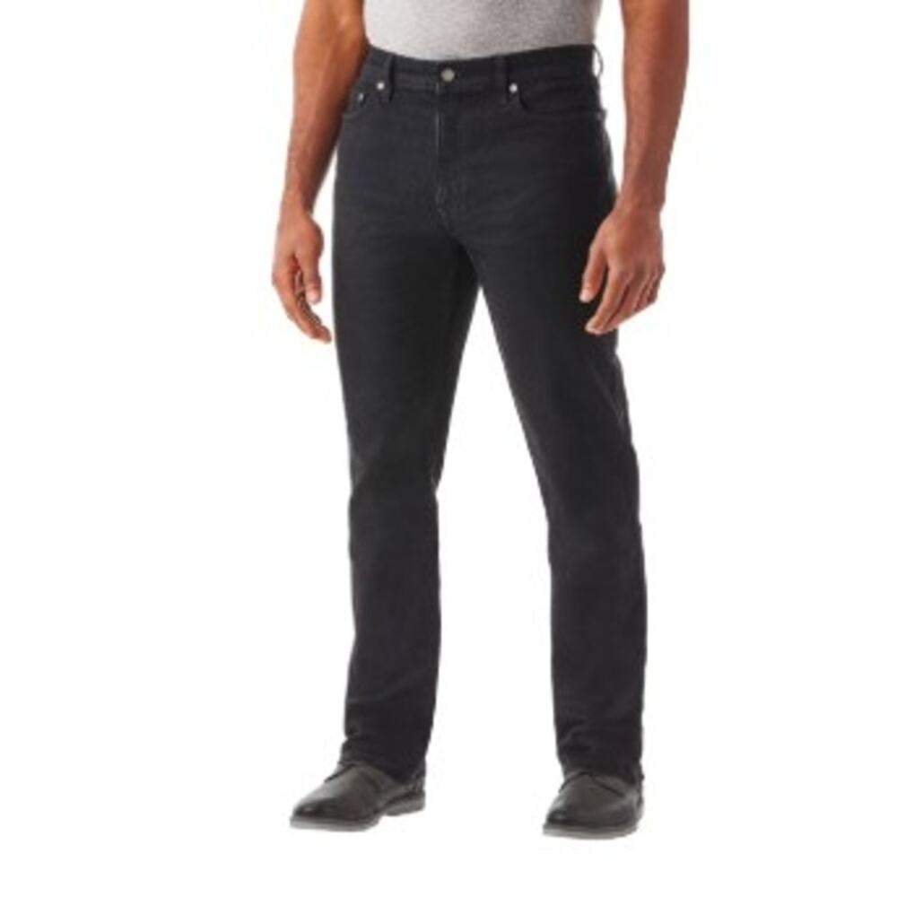 Men's Straight Fit Premium Stretch Denim Jeans Black Size 36x32
